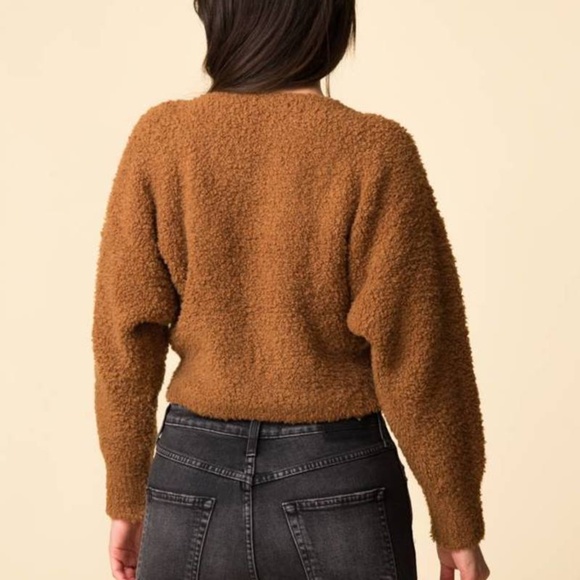 Vince Brown Teddy Cropped Boatneck Ginger Sweater Women's Large Wool Cashmere - Picture 11 of 16